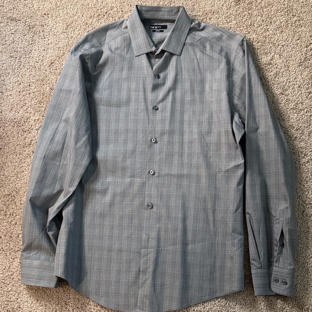 Bar III Charcoal Checkered Dress Shirt